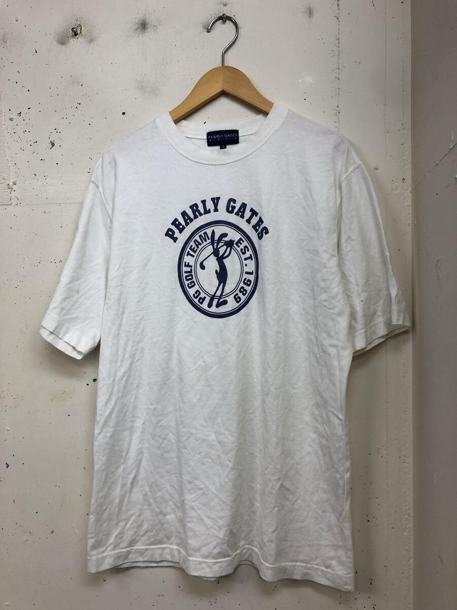 PEARLY GATES パーリーゲイツ 半袖tシャツ 白紺 メンズ 2 ゴルフウエア拍卖
