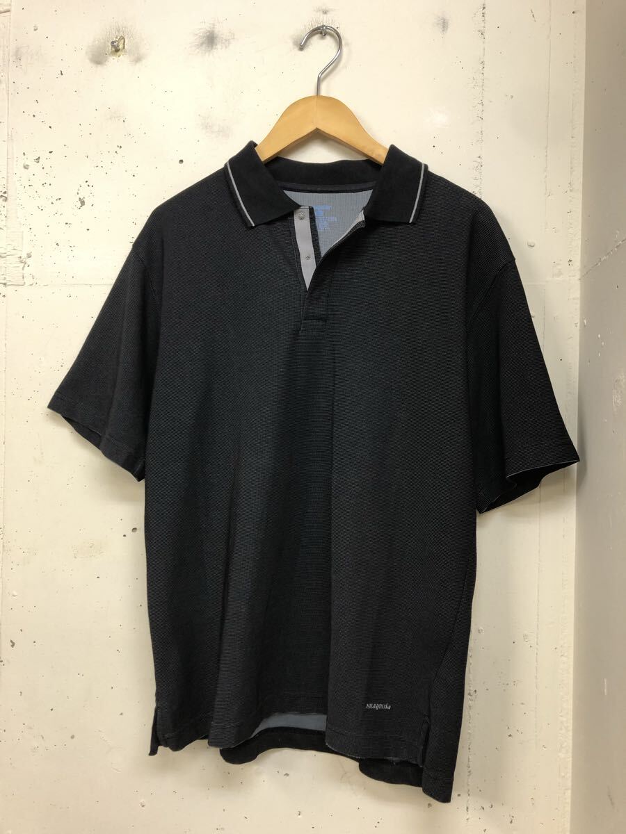 S5 patagonia スナップボタン ストレッチ 半袖ポロシャツ 黒 XS 53410S5拍卖