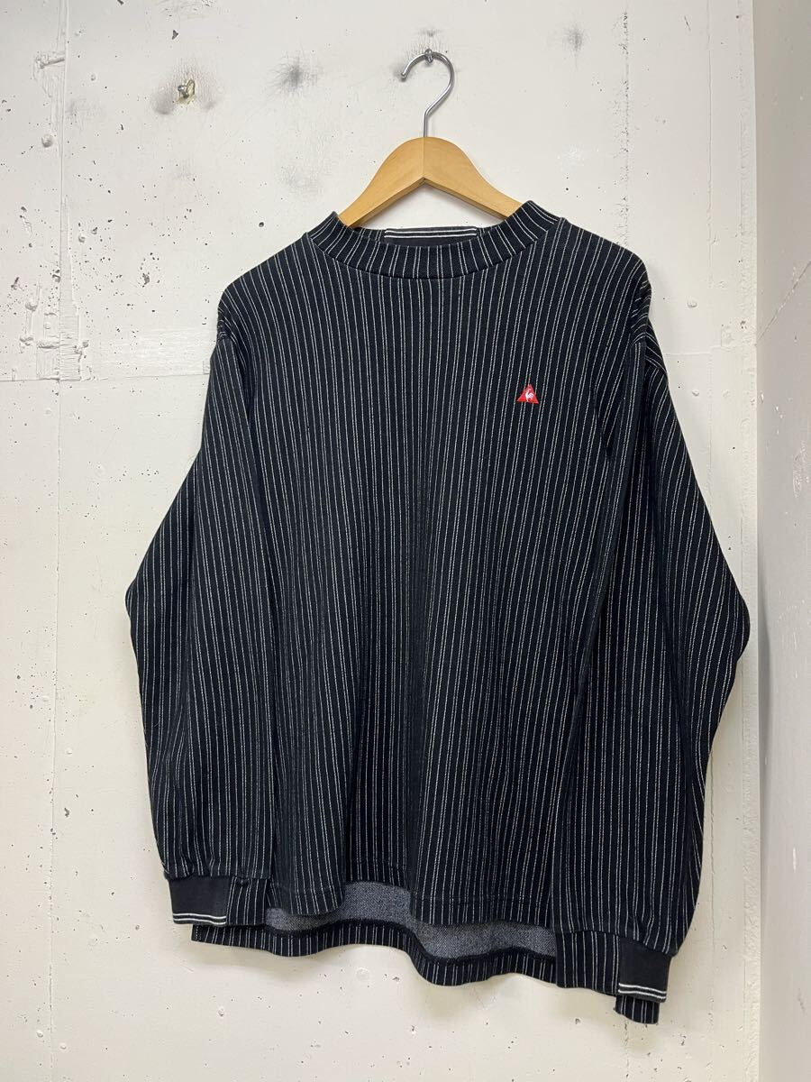 le coq sportif ルコックスポルティフ ストレッチ 厚地 長袖tシャツ カットソー 黒グレー ゴルフに メンズL ゴルフウエア拍卖