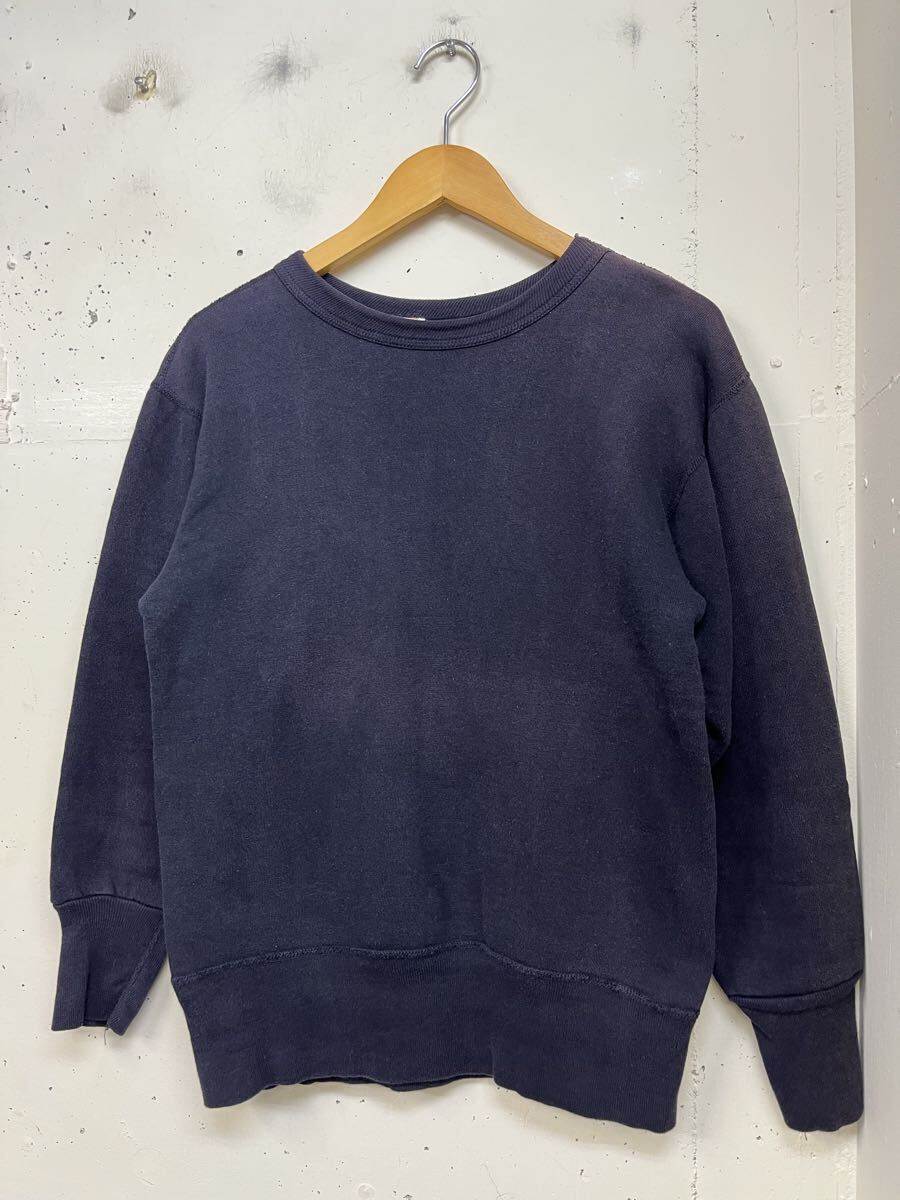 60s 60年代 FRUIT OF THE LOOM USA製 スウェット セットイン 紺 M ビンテージ オリジナル リブ長拍卖