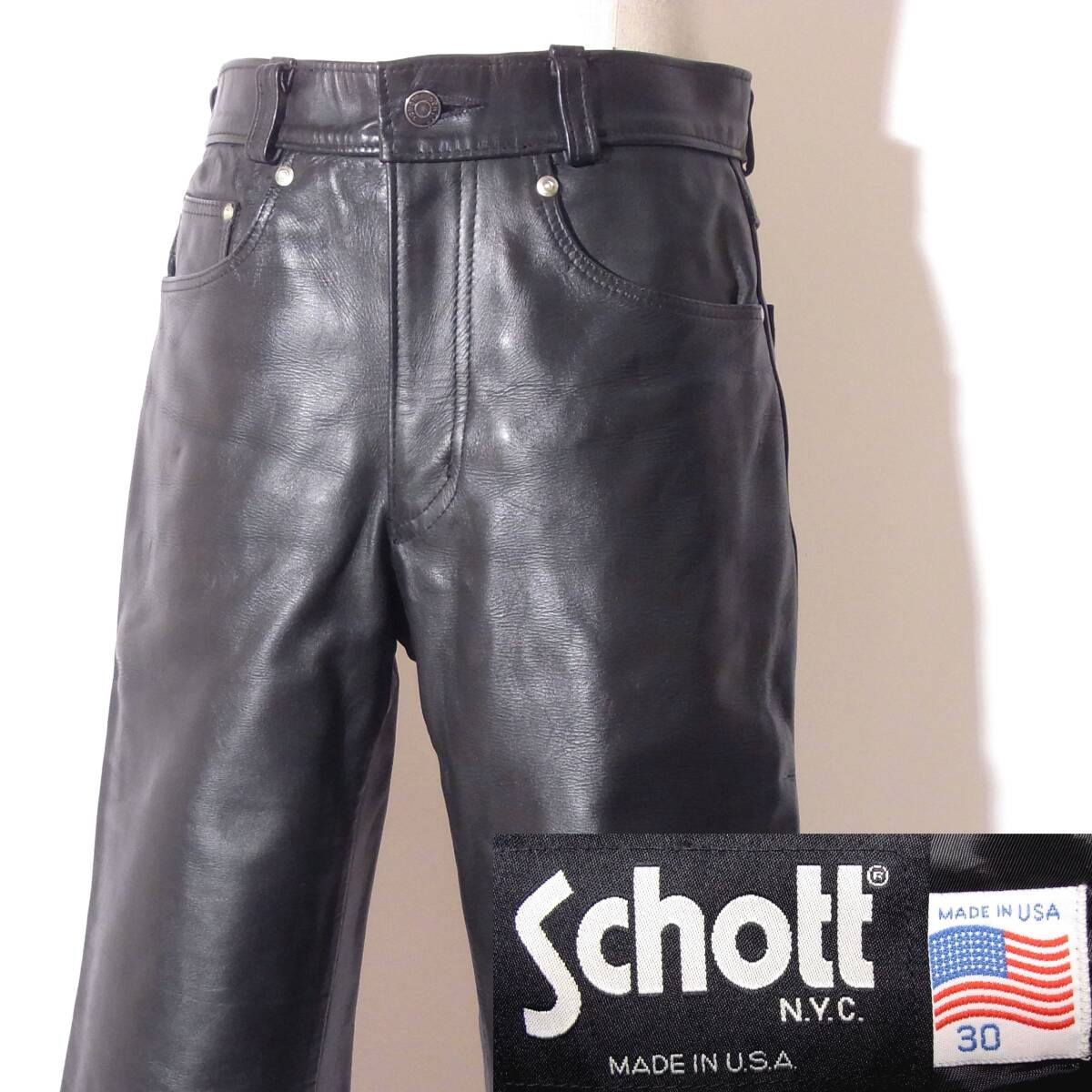 Schottショット【レザーパンツ600/30W76cm】人気定番/②拍卖