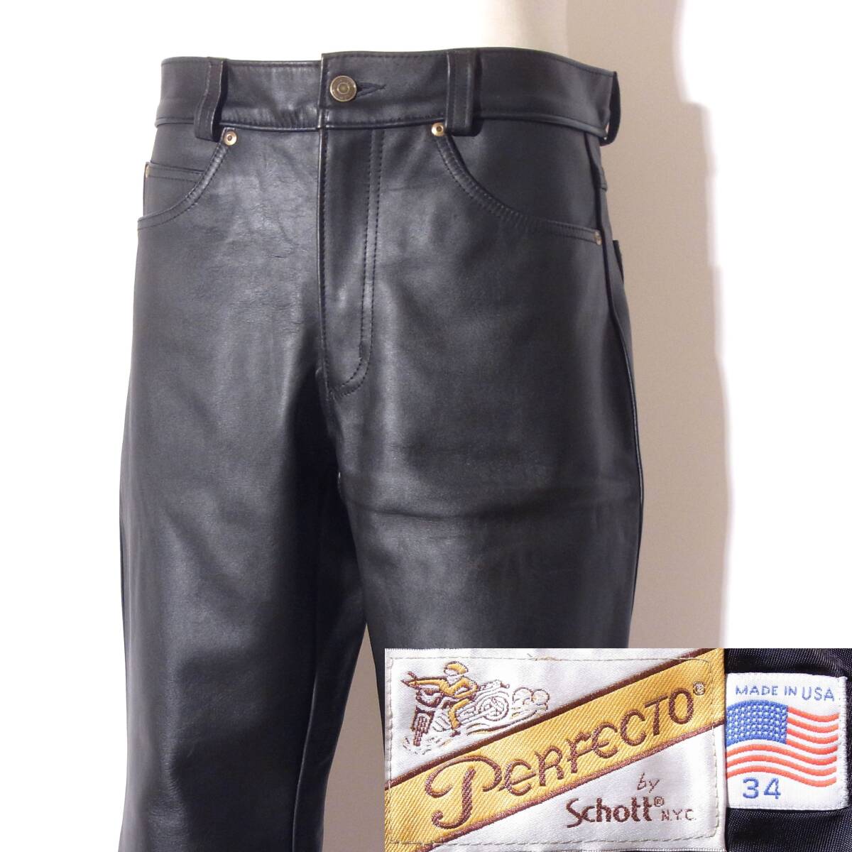 美品Schottショット【レザーパンツ/希少604/34W88cm】ブーツカット/⑲拍卖