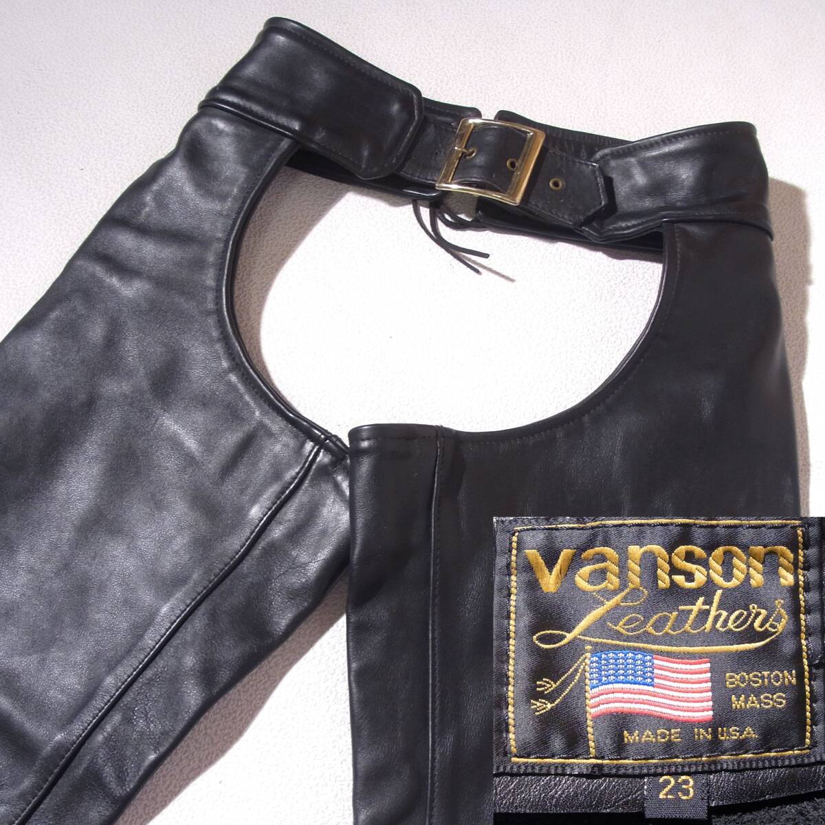 VANSONバンソン【チャップス23】ウエスト80~90cmLサイズ程/レザーパンツ/⑫拍卖