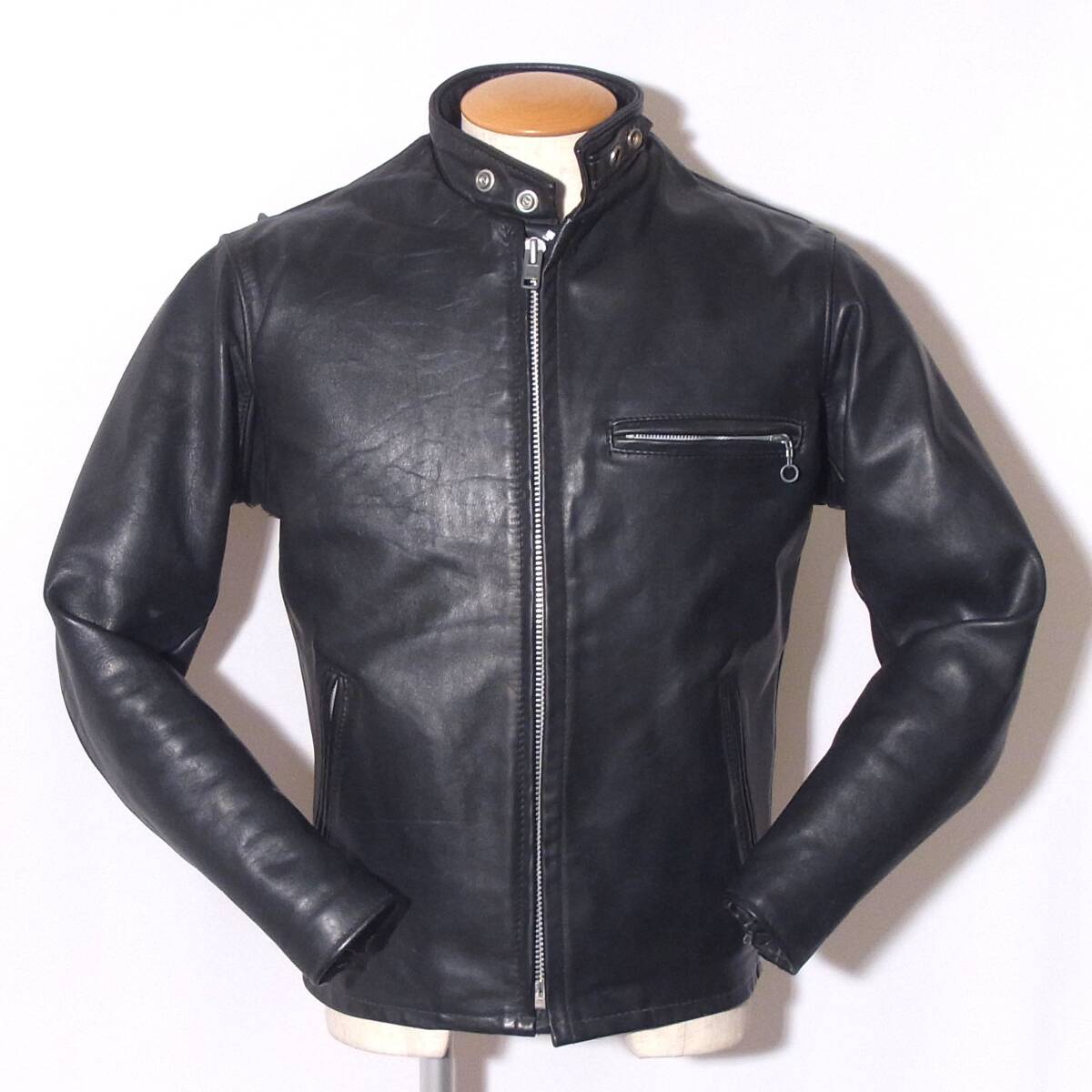 Schott【ショット立襟シングルライダース641/36】ボアライナー/⑥拍卖