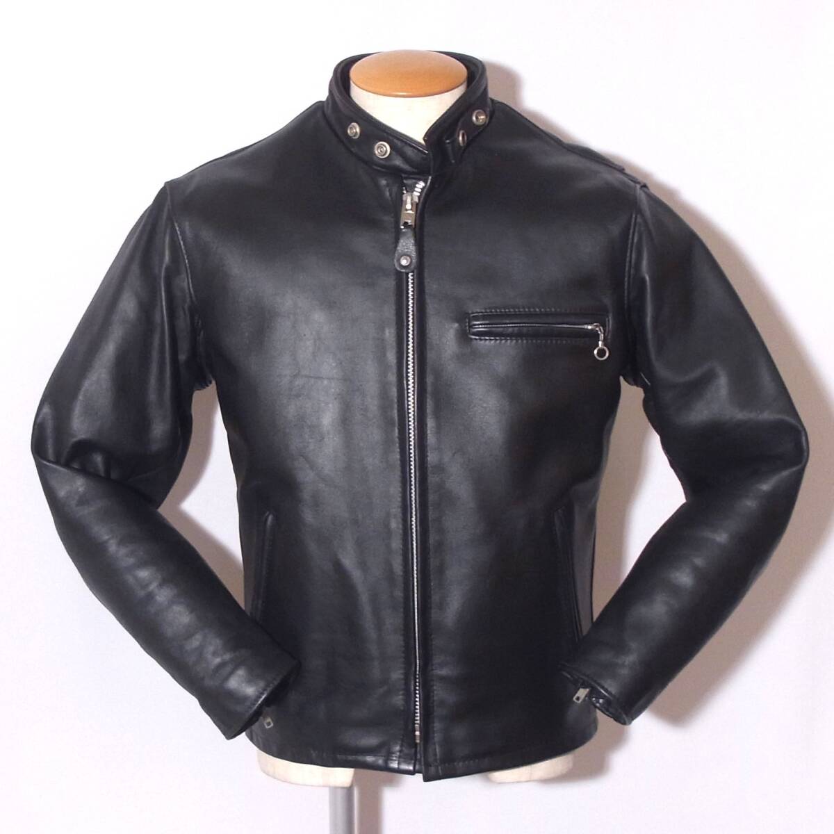 美品Schott【高年式ショット立襟シングルライダース641/38】ボアライナー/④拍卖