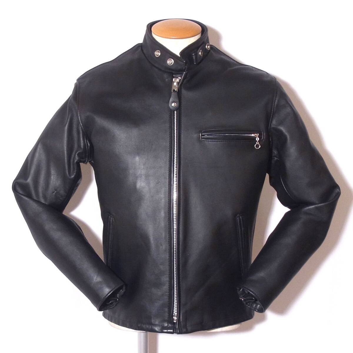 美品Schott【高年式ショット立襟シングルライダース641/38】ボアライナー/⑩拍卖