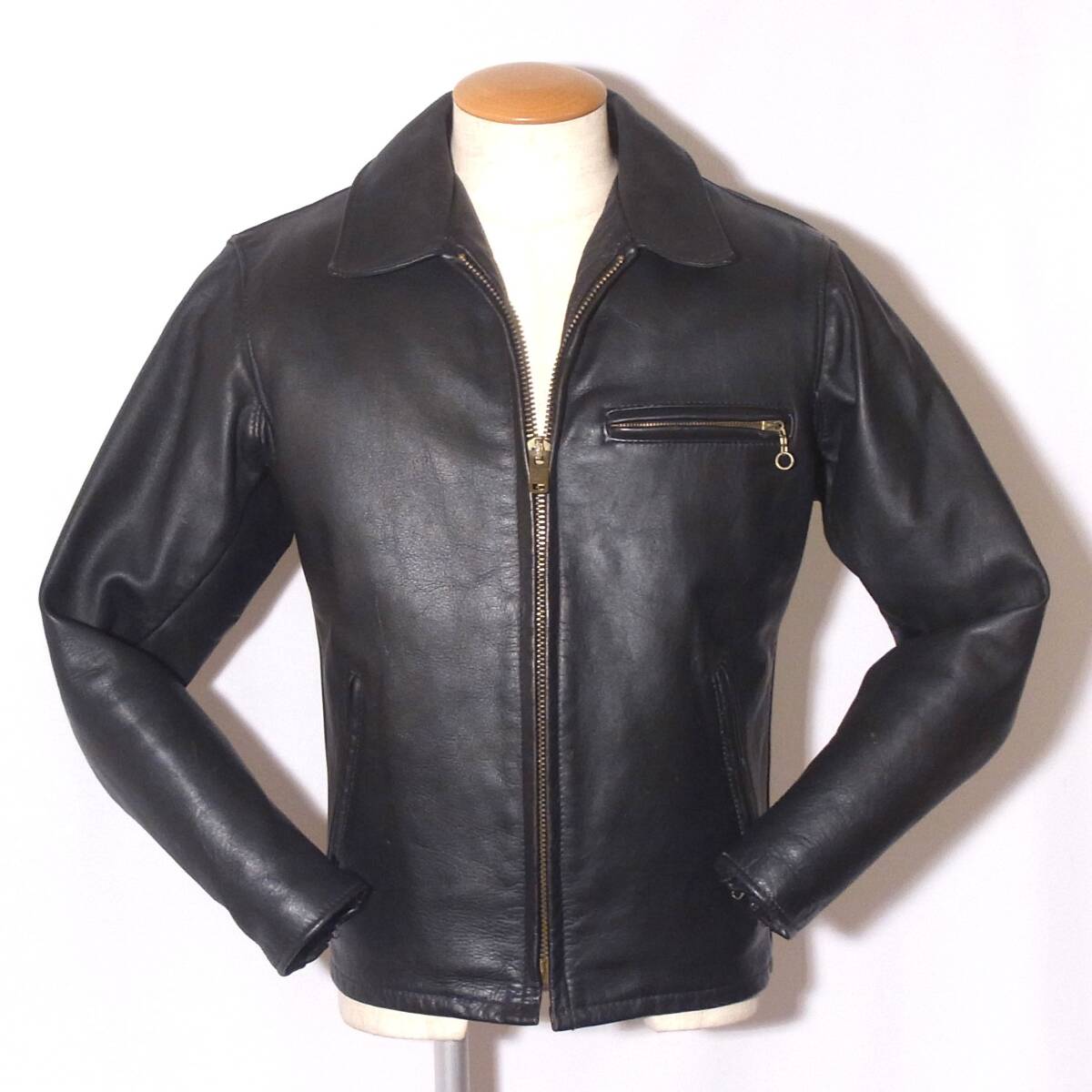 Schott【ショット襟付シングルライダース643/36ボアライナー】真鍮ゴールド/③拍卖