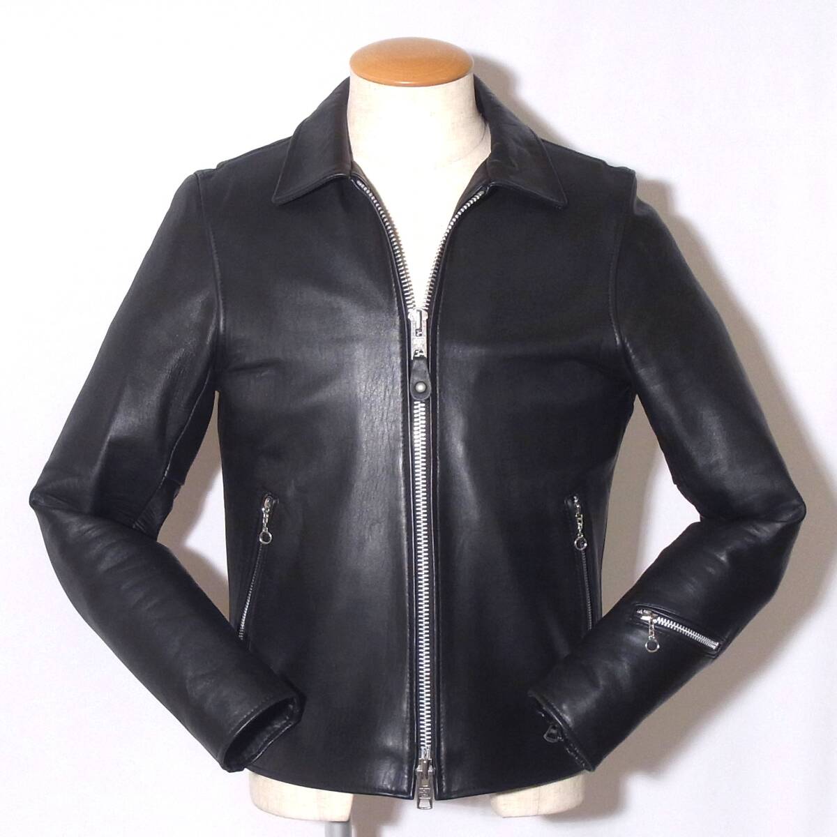 美品/ショット【Schott×nano universe3181073M】襟付シングルライダース/⑰拍卖