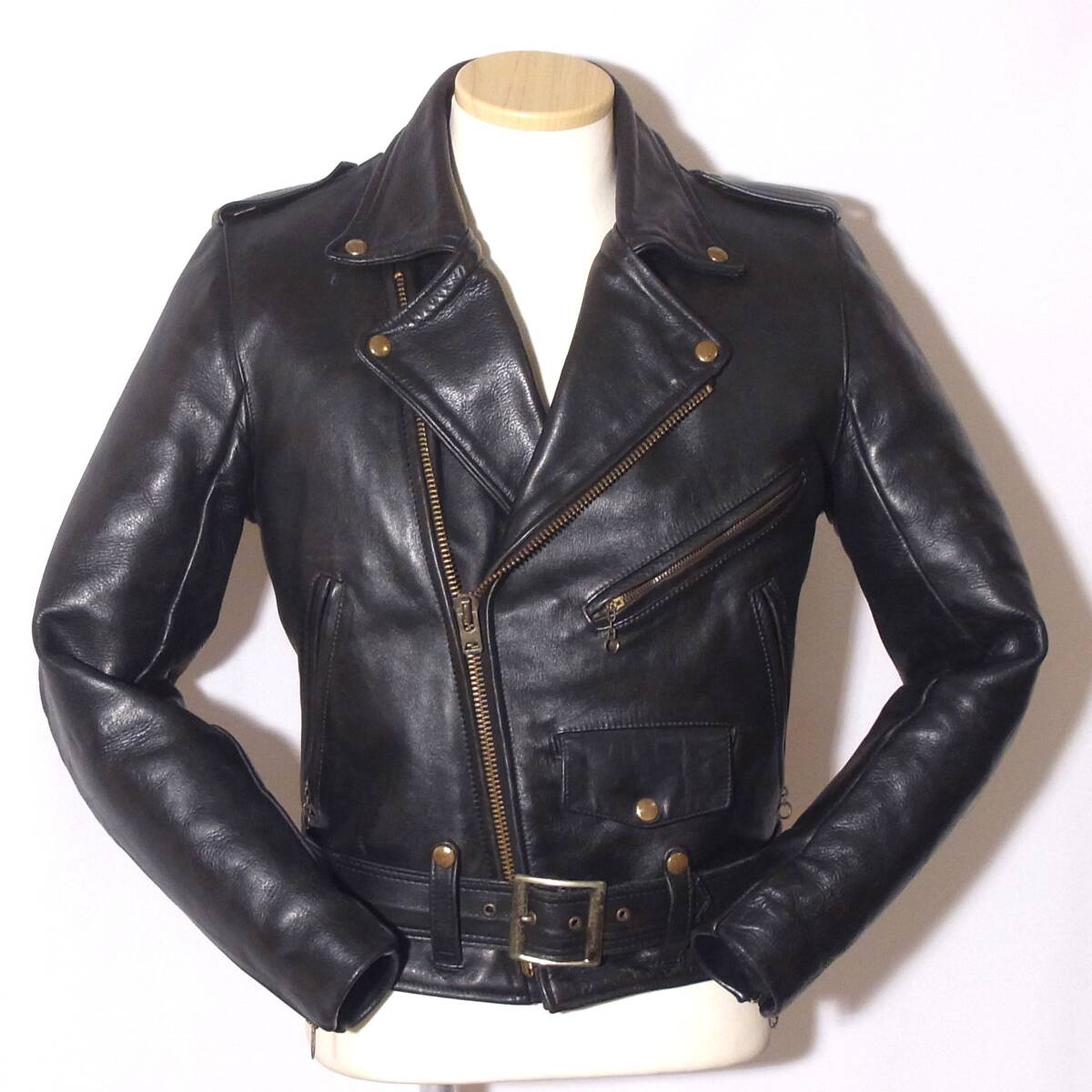 VANSON【バンソン/C2ダブルライダース38】Mサイズ程/人気の真鍮TALON/①拍卖