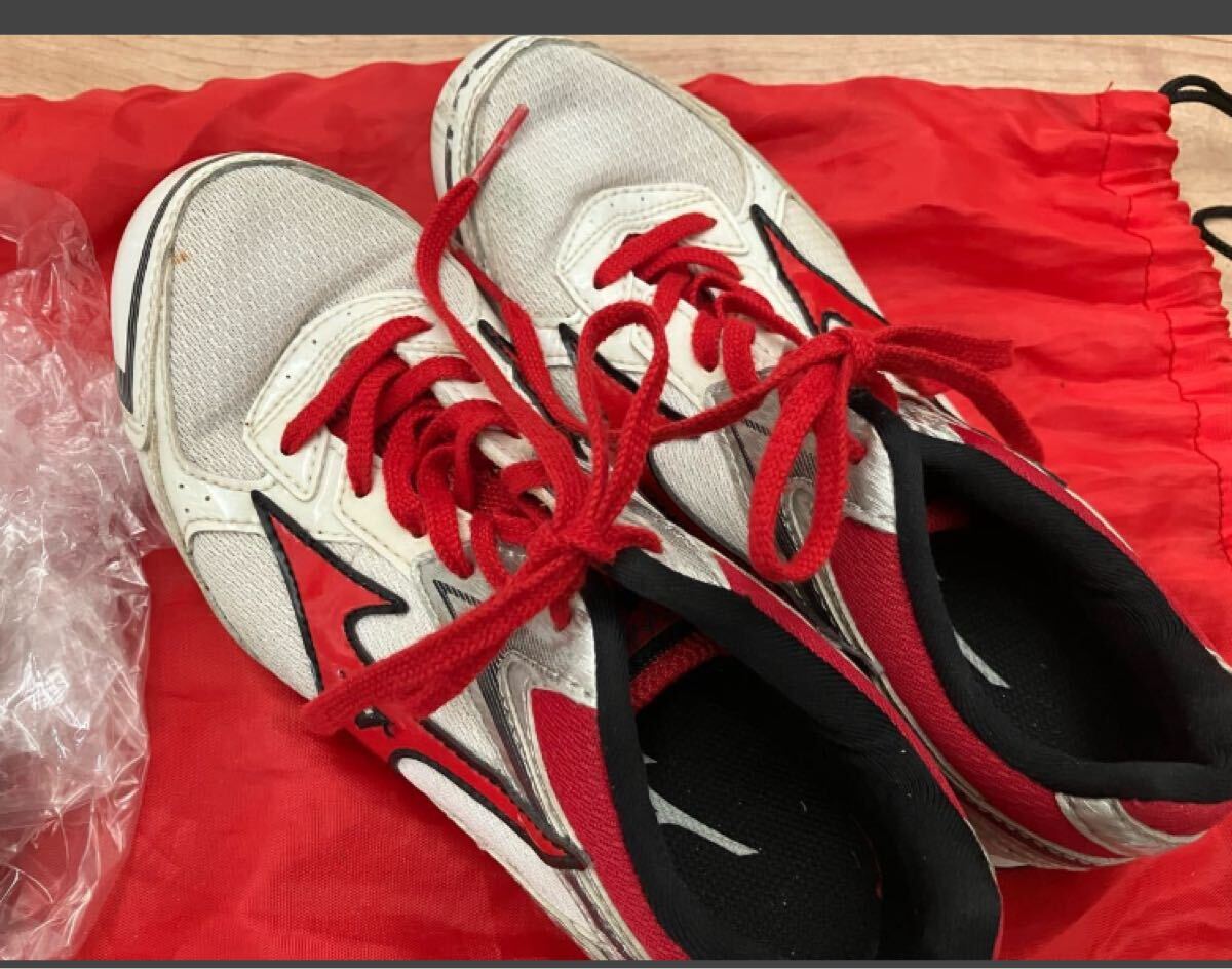 Mizuno 陸上競技用スパイクシューズ ホワイト/レッド 23cm ミズノ拍卖