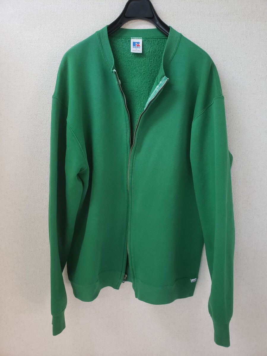 80s ラッセル スウェット カーディガン グリーン緑 XL ジップアップ 古着拍卖