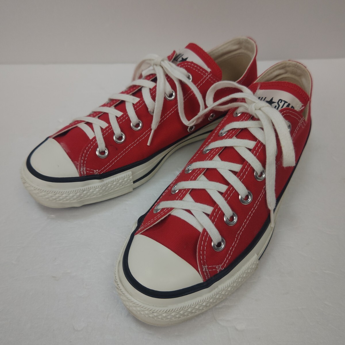 【美品】日本製 CONVERSE CANVAS AS J OX RED コンバース オールスターロー キャンバス 赤 US7 25.5cm MADE IN JAPAN スニーカー USA拍卖