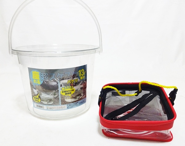 美品 2個セット 透明バケツ 蓋付き 活かしバケツ 水汲み折り畳みバケツ サビキ釣り 活アジ 生き餌 アオリイカ 青物 泳がせ釣り 飲ませ釣り拍卖