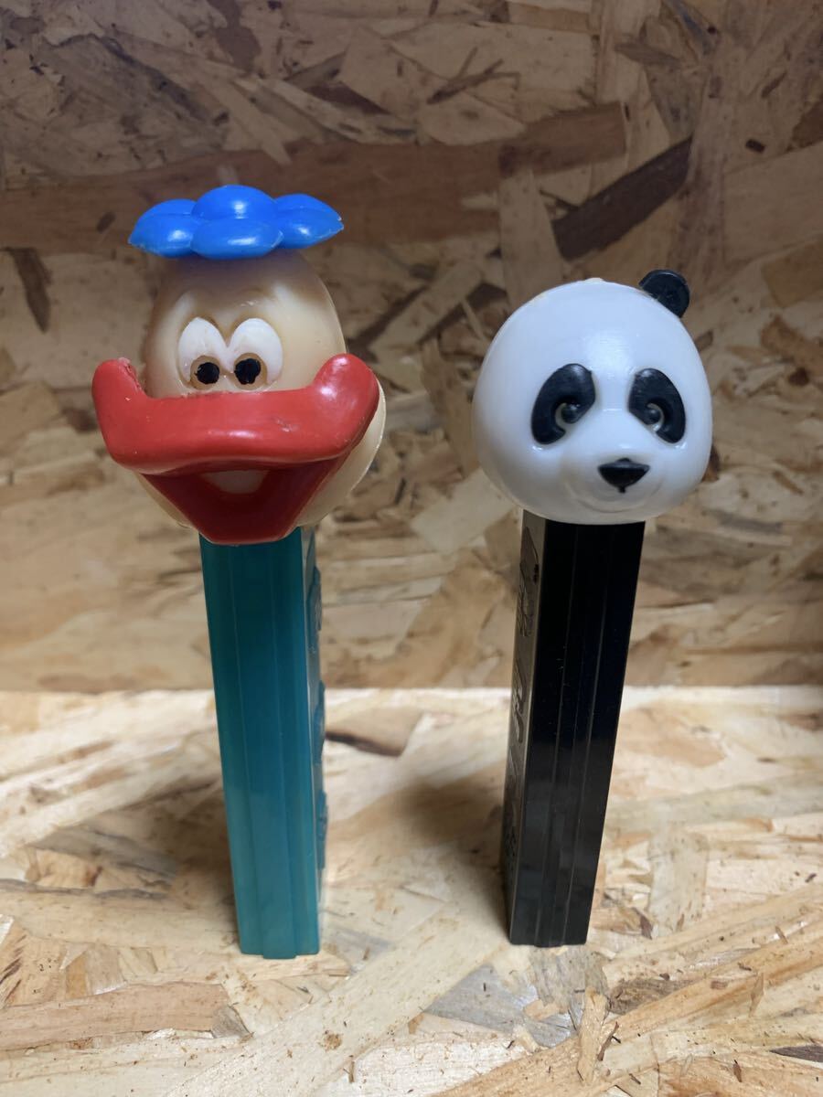 希少オールドPEZ オーストリア製 ダックwithフラワー パンダ セット 足なし ペッツ拍卖