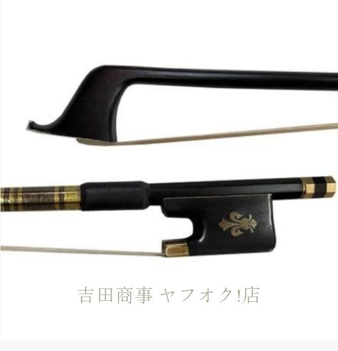 ☆新品プロフェッショナル 1個新4/4ブラックカーボンファイバーチェロ弓白馬の毛フルール ド 黒檀4/43/41/21/4拍卖