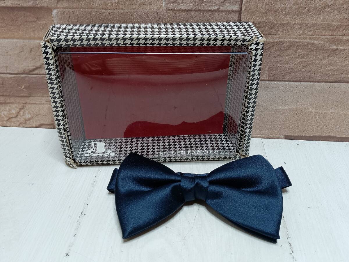 KIND WEAR カインドウェア 蝶ネクタイ 絹 シルク100% 紺 ネイビー 蝶タイ ボウタイ 装飾小物 ネクタイ メンズ ファッション小物 無地拍卖