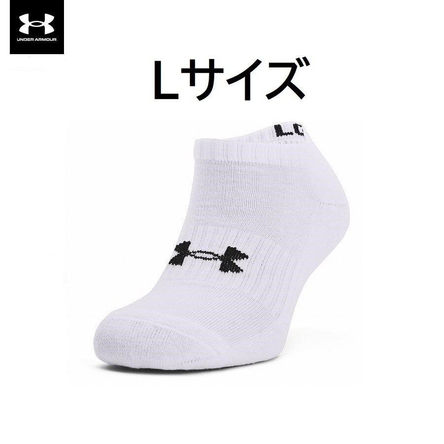 即決価格【消費税 送料すべて込み】【新品未使用】アンダーアーマー トレーニング UAコットン ノーショー ソックス 白 ホワイト Lサイズ拍卖