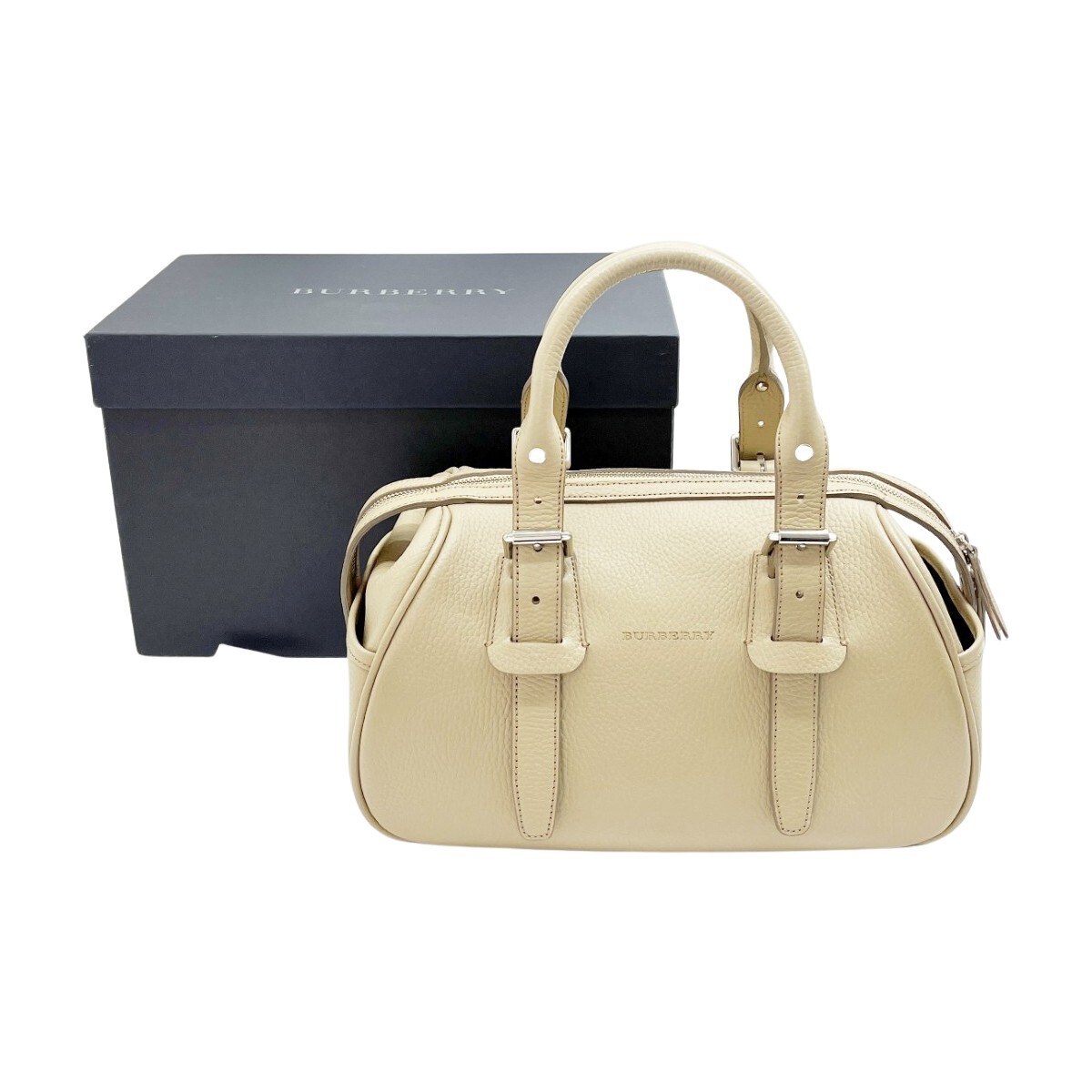 ◆◆ BURBERRY バーバリー ハンドバッグ レザー 箱付 レディース ベージュ やや傷や汚れあり拍卖