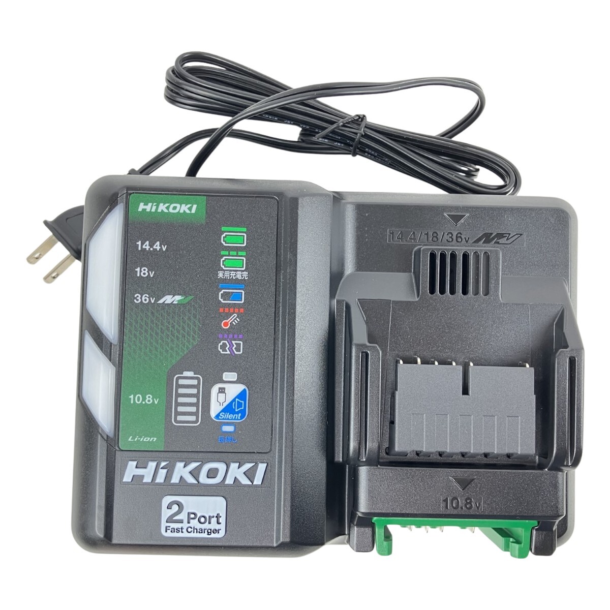 ЗЗ HiKOKI ハイコーキ 100V 2ポート急速充電器 10.8/14.4/18/36V 本体のみ UC18YDML ブラック×グリーン 未使用に近い拍卖