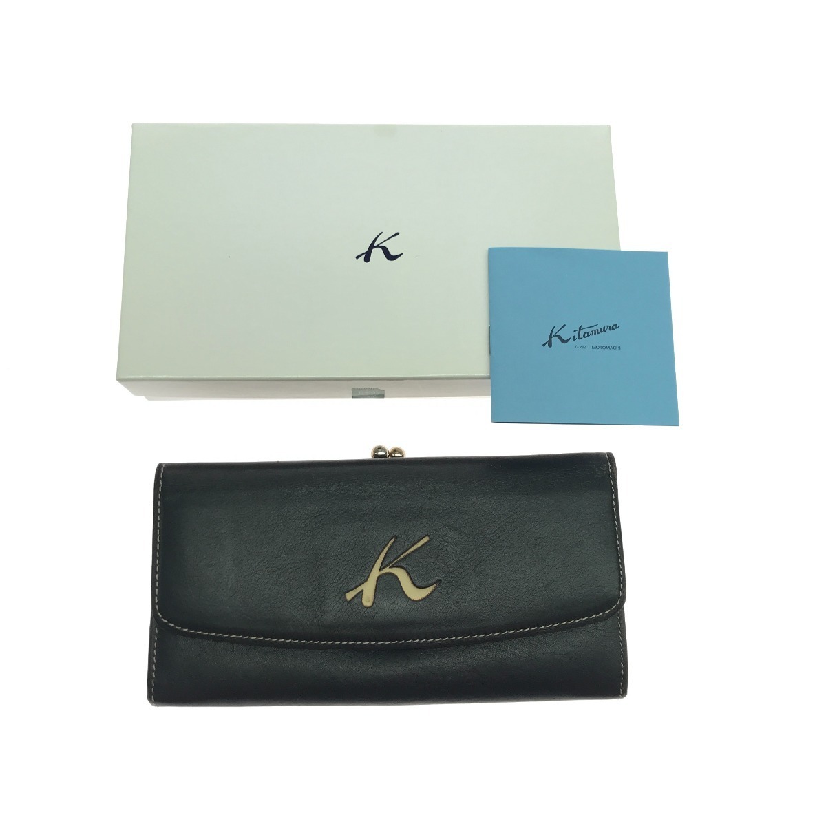 $$ Kitamura キタムラ 長財布 使用感有 ネイビー やや傷や汚れあり拍卖