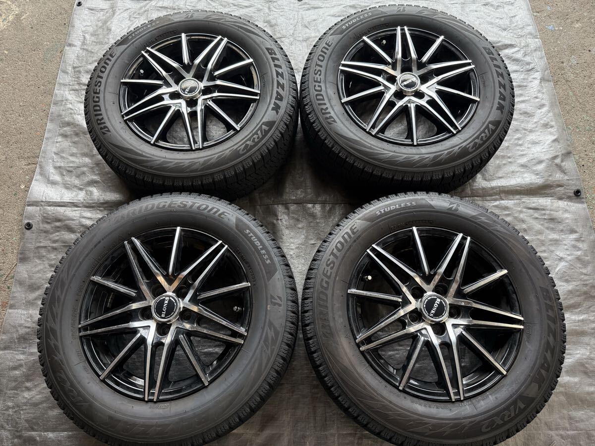 極上バリ山 BLONKS 15×6j+45 PCD100 ブリヂストンブリザック VRX2 195/65R15 2021年 4本 ブラポリ プリウス レガシィ ウィッシュ 高級拍卖