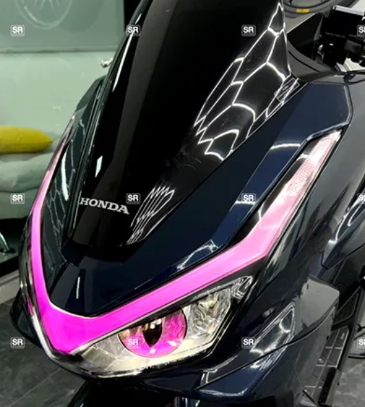 ★ホンダ PCX125/160 2025対応 ヘッドライトライン専用透明ステッカー ピンク ヘラ付属拍卖