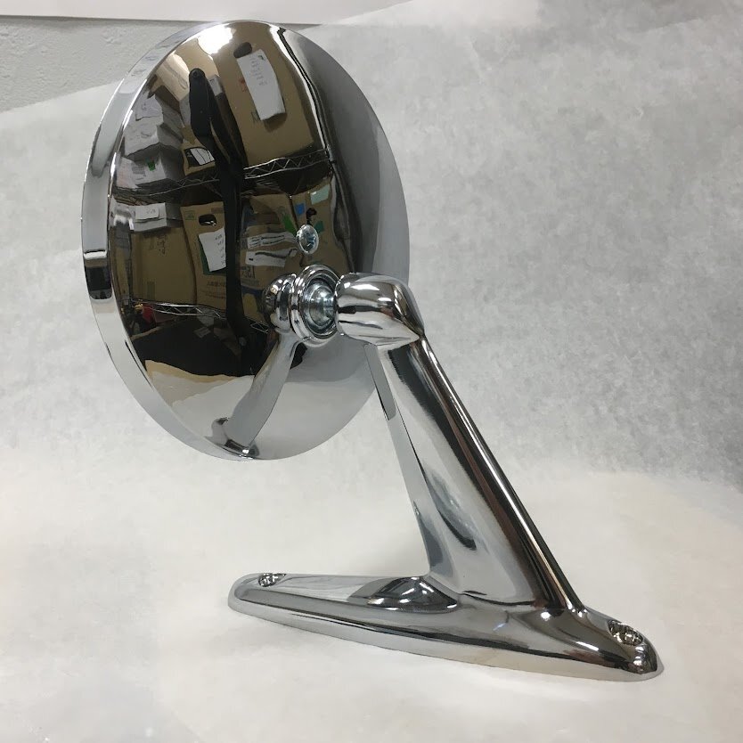 ラスト early 60's ラウンド ミラー 4.75in 旧車 丸型 ポルシェ ジャガー ベンツ mg フィアット アルファロメオ オースチン クロムメッキ拍卖