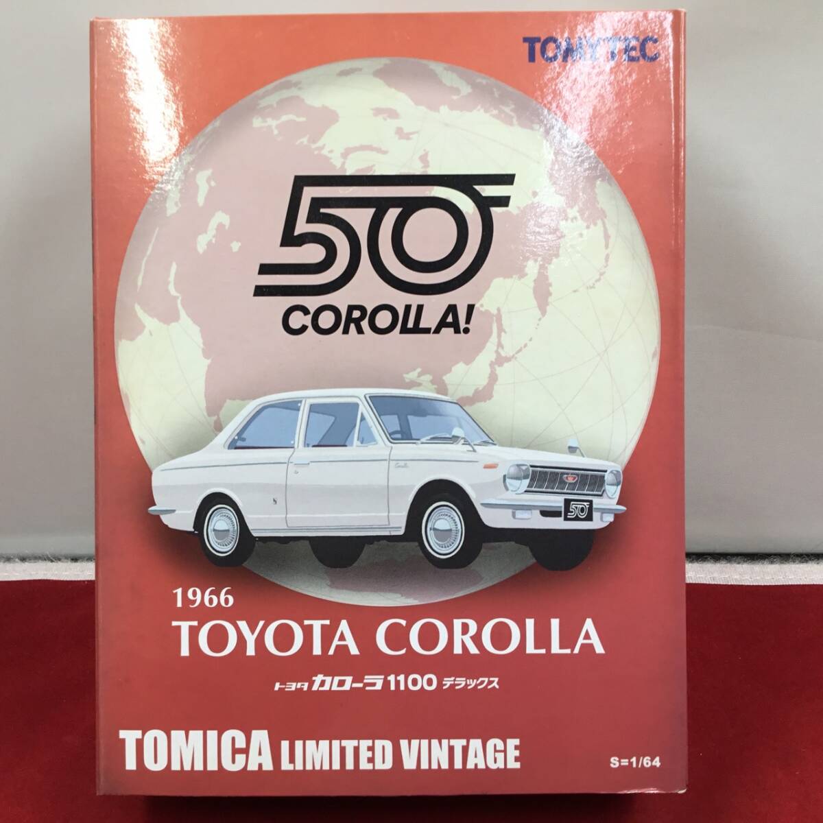 TOMYTEC トミーテック 1/64 ミニカー トミカリミテッドビンテージ 1966 カローラ1100 デラックス 外箱日焼けあり 未開封品拍卖