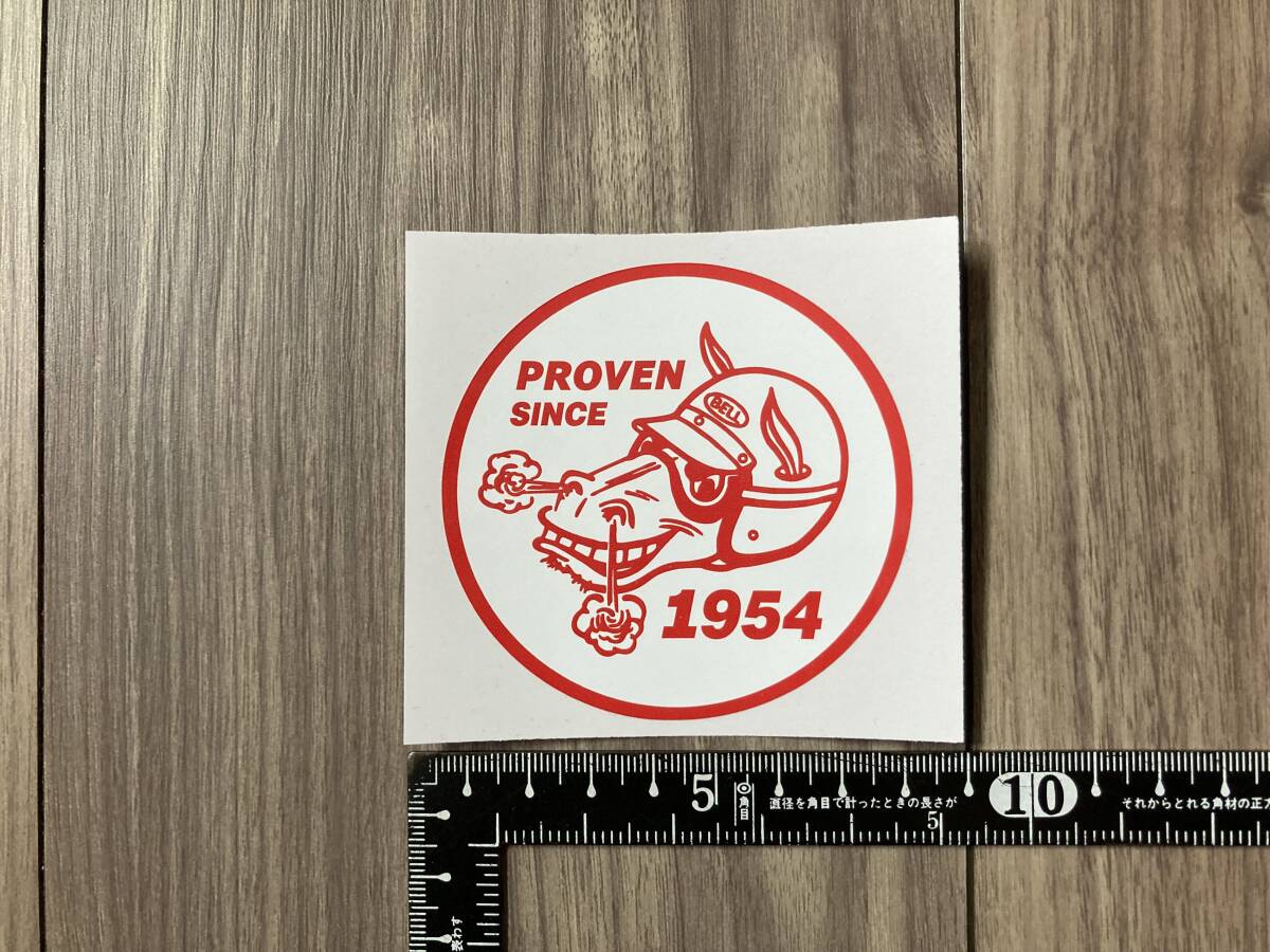 送料無料 Bell Helmets Proven Since 1954 ベル ヘルメット ステッカー 75mm レッド拍卖