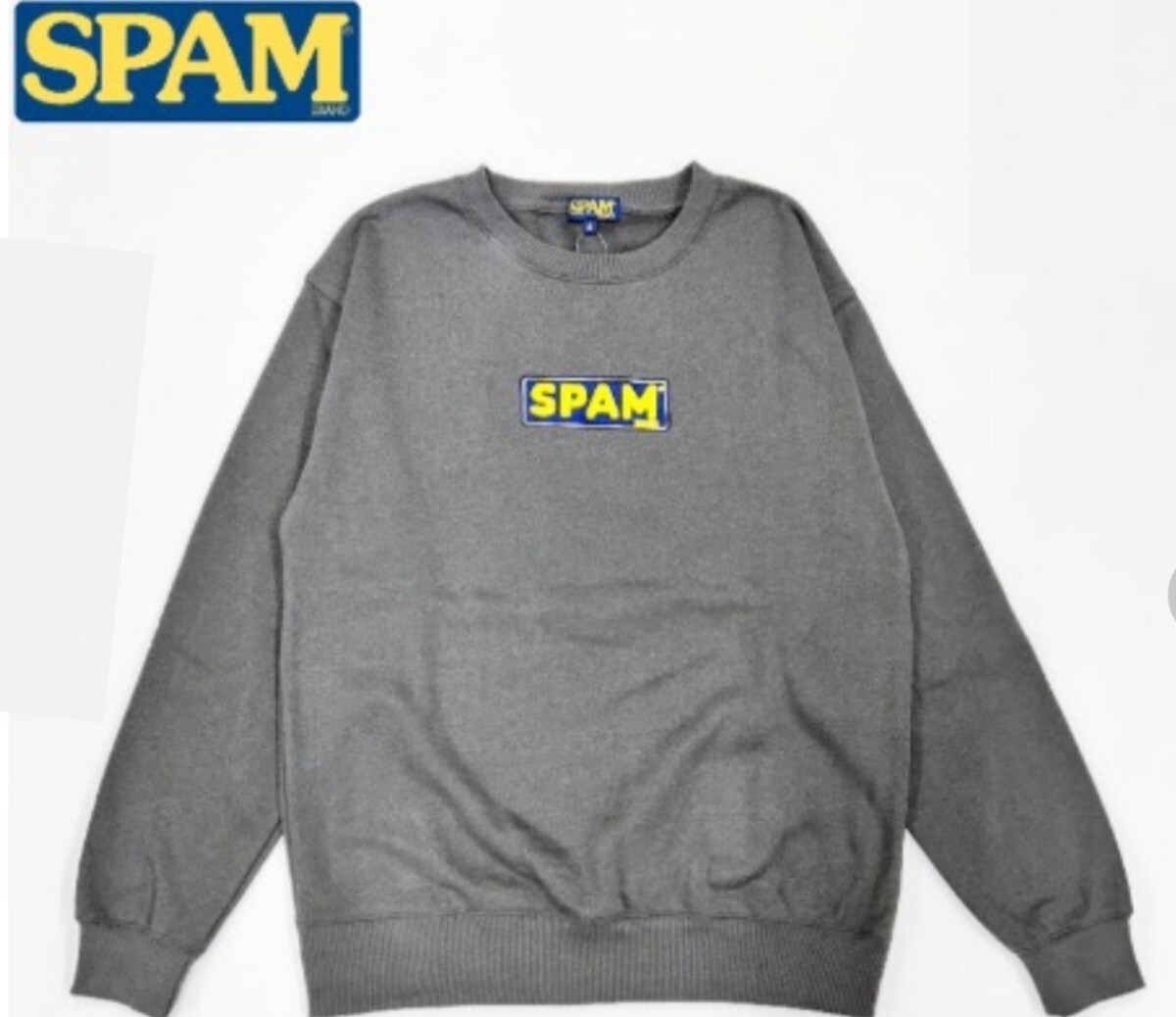 即決 SPAM スパム メンズ裏起毛トレーナー【L】新品タグ付き SPAM(R)Brand スウェット チャコール拍卖