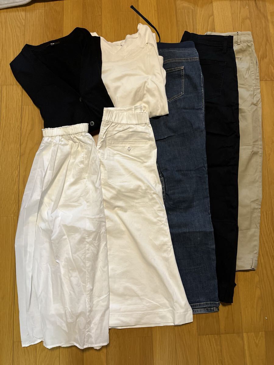 ユニクロUNIQLO秋冬まとめて8点セットMサイズトップス ボトムス スカートパンツカットソーカーディガン拍卖