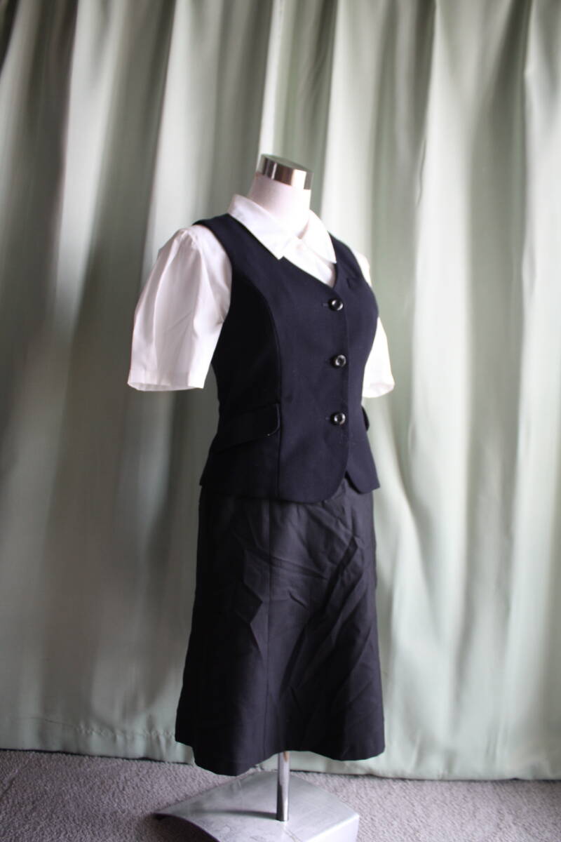OL制服・事務服ALPHAPIER濃紺ベスト・濃グレースカートセット 7号拍卖