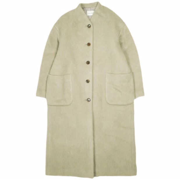 Steven Alan スティーブンアラン 22AW MOHAIR SHAGGY LONG COAT モヘヤシャギーロングコート 8225-299-0389 S カーキ ノーカラーリバー拍卖