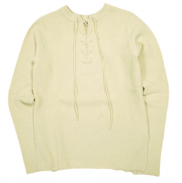 AURALEE オーラリー WOOL RIB KNIT LACE-UP P/O 14.5ミクロン ウールリブレースアッププルオーバー A6AT06WK 1 IVORY セーター ニット拍卖