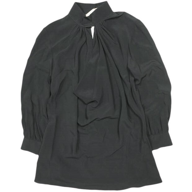 新品 N°21 ヌメロヴェントゥーノ 23SS アセテートシルク オープンネックブラウス 23S-G041-5111 40 BLACK 定価64,900円 長袖 シャツ拍卖