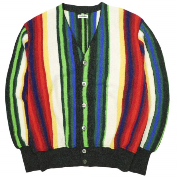 COOHEM コーヘン 23AW 日本製 MULTI STRIPE KNIT CARDIGAN アルパカニット マルチストライプカーディガン 13-234-007 L MULTI トップス拍卖
