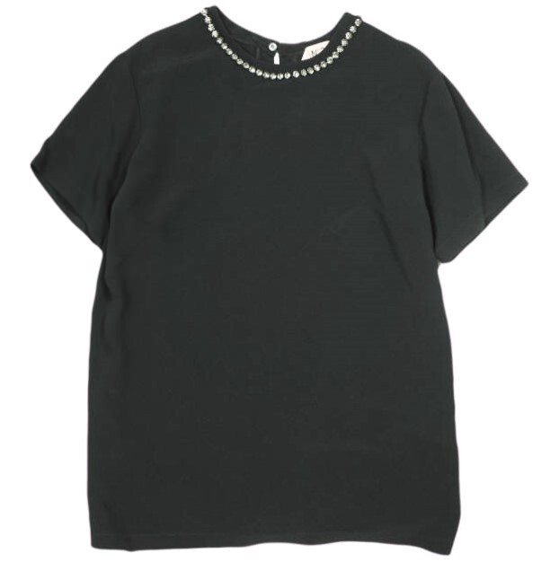 新品 N°21 ヌメロヴェントゥーノ 23SS ビジューブラウストップス 23S-G061-5336 38 BLACK 半袖 プルオーバー シャツ 定価83,600円 g23004拍卖