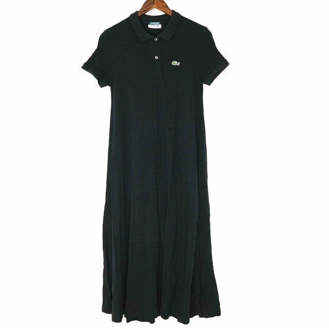 LACOSTE x BEAMS BOY ラコステ ビームスボーイ 別注 ポロワンピース EF008PL 36 ブラック 鹿の子 半袖 ポロシャツ トップス g13615拍卖