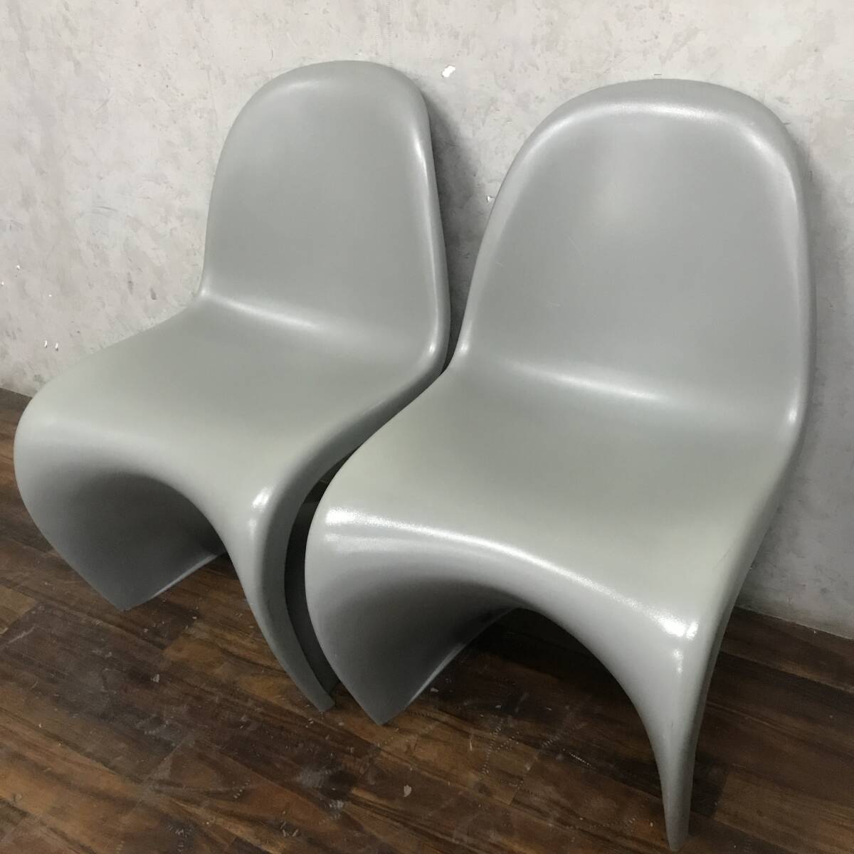 ww3/68 パントンチェア 2脚セット W48×D60×H83cm リプロダクト品 スタッキングチェア ダイニングチェア 椅子 北欧 モダン★直接引取歓迎拍卖