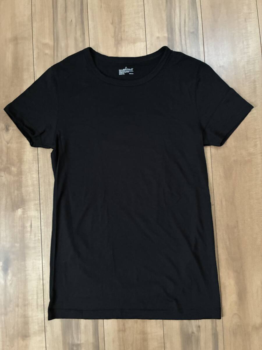 無印良品 洗えるウールインナー Mサイズ Tシャツ 毛 クルーネック ブラック 黒拍卖