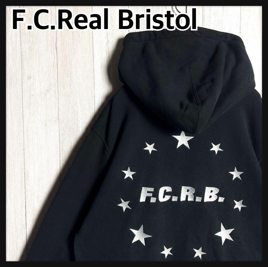 【希少デザイン・両面刺繍ロゴ・美品】F.C.REAL BRISTOL エフシーレアルブリストル オーバーサイズ スウェット パーカー ブラック・黒 M 拍卖