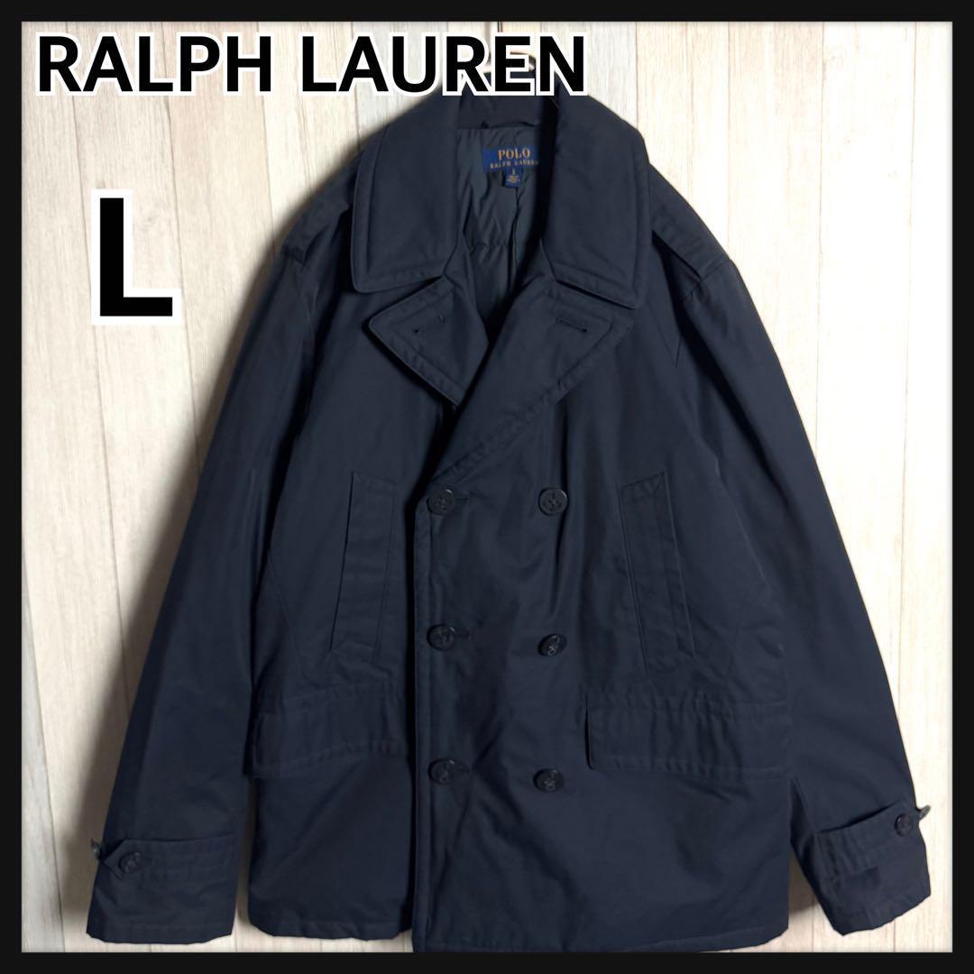 【希少モデル・美品】現行 POLO RALPH LAUREN ポロラルフローレン ピーコート ダウンジャケット コットン×ナイロンクロス ネイビー・紺 L拍卖