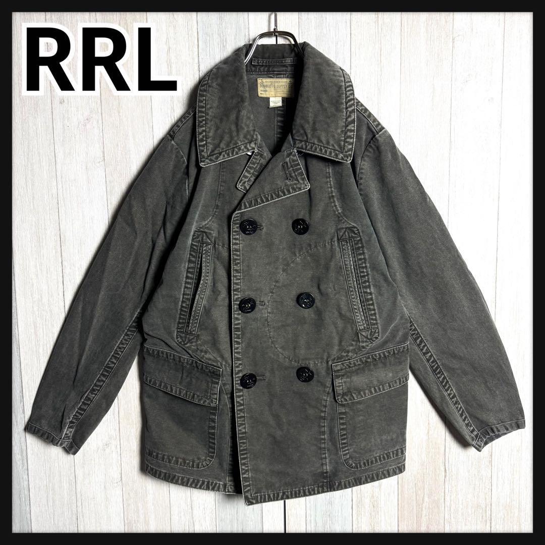 【希少モデル・美品】RRL RALPH LAUREN ダブルアールエル ラルフローレン ウォッシュド加工 コットン ピーコート グレー M 大きめ拍卖