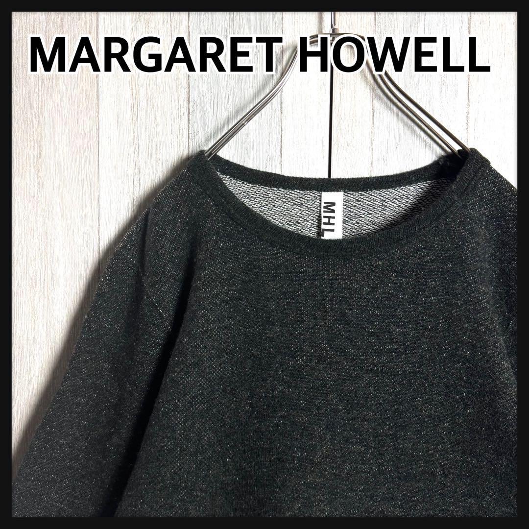 【希少・美品】MHL MARGARET HOWELL マーガレットハウエル 短丈 メランジ ニット セーター ウール&コットン混紡 ダークグレー M拍卖