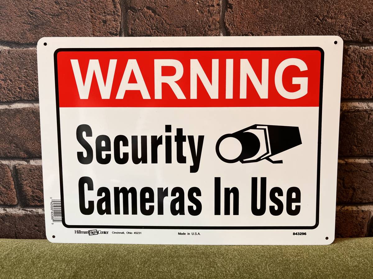 ★アメリカ 雑貨*看板 サインボード WARNING Security Camera In Use 監視カメラ 監視中★拍卖