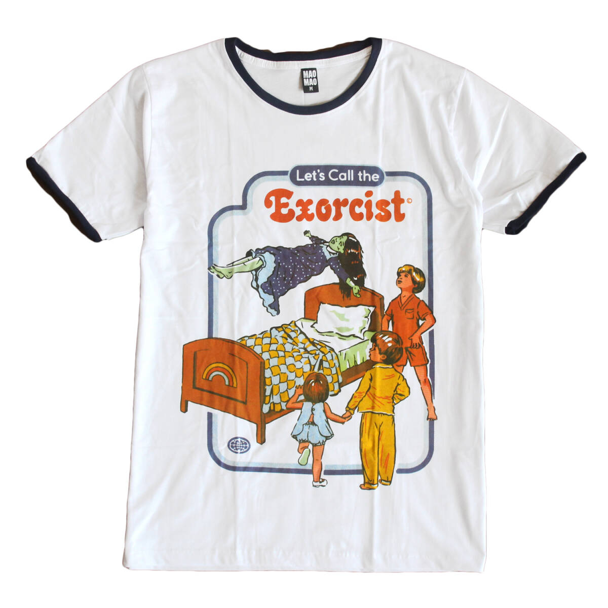 リンガーTシャツ レトロ 悪魔払い スティーブンローズ ビンテージ風 アメカジ ストリート系 おもしろTシャツ メンズ 半袖★tsr0713-nvy-l拍卖