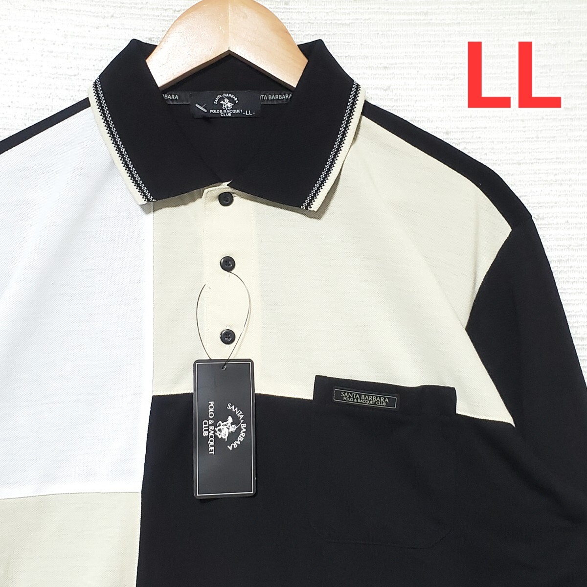サンタバーバラポロアンドラケットクラブ 新品 ポロシャツ 紳士 メンズ LL 2L XL 長袖 黒 ブラック サンタバーバラポロ&ラケットクラブ拍卖