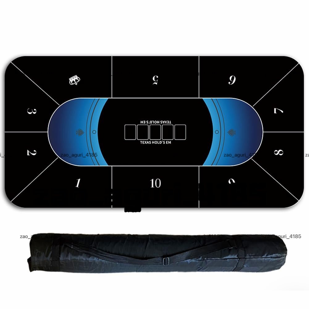 ポーカーマット ポーカーテーブルトップ 最大6人までプレイヤー ポーカーゲーム用収納バッグ付き (ブラック10プレイヤー 180x90x0.2cm拍卖