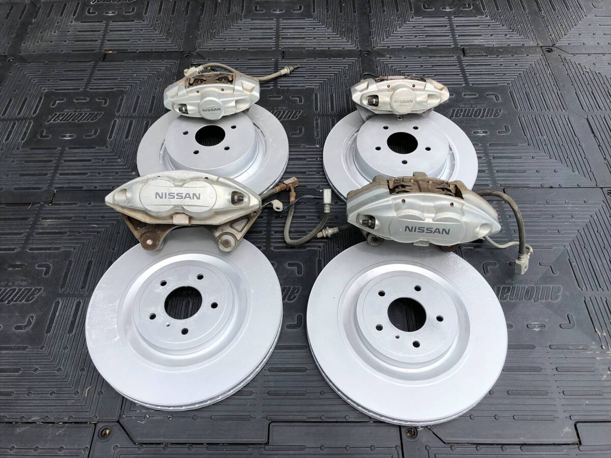 バリ山 配管付 曙 対向キャリパー ロータ CKV36 スカイラインクーペ フェアレディZ Z34 400R フーガ 純正 日産 V36 前期 後期 NISSAN NISMO拍卖