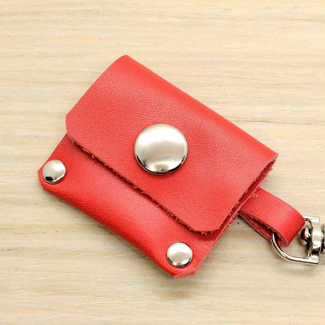 チビ コインケース レッド ミニ 小銭入れ 小さい 財布 キーホルダー 革 レザー拍卖